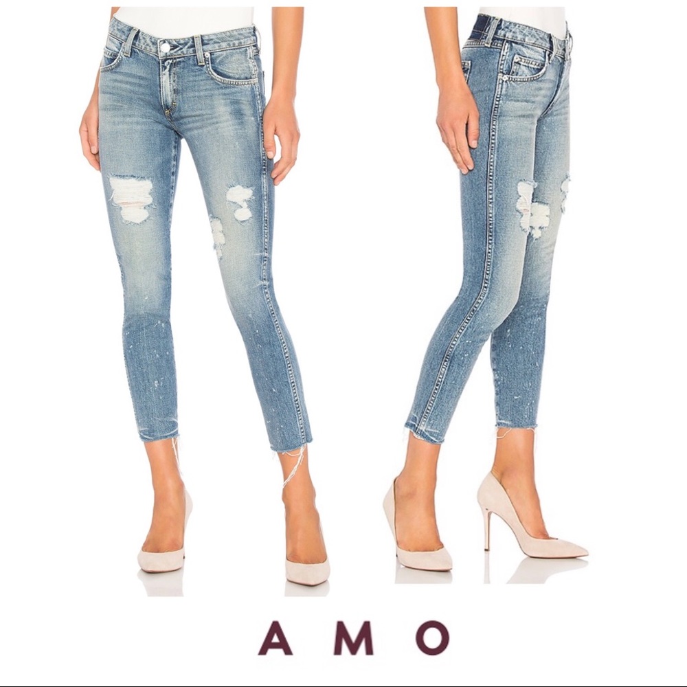 NEW Free People AMO STIX Crop Spin the Bottle Raw hem Jeans